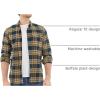 imageDubinik Flannel Shirt for Men Plaid Mens Button Down Long Sleeve Shirts Cotton CasualNavy Yellow