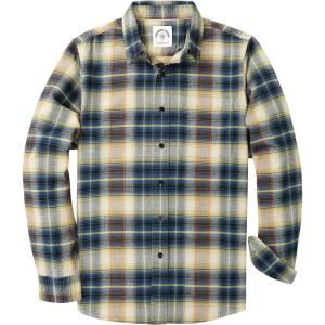 imageDubinik Flannel Shirt for Men Plaid Mens Button Down Long Sleeve Shirts Cotton CasualA Beige Blue