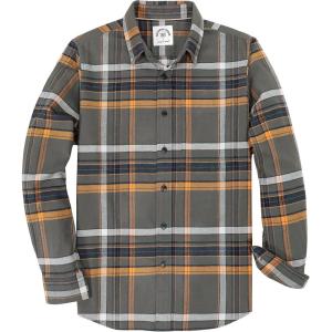 imageDubinik Flannel Shirt for Men Plaid Mens Button Down Long Sleeve Shirts Cotton CasualA Grey Yellow