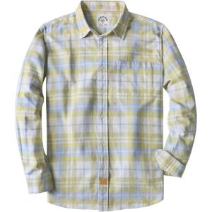 imageDubinik Flannel Shirt for Men Plaid Mens Button Down Long Sleeve Shirts Cotton CasualA Light Yellow and White Plaid