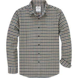 imageDubinik Flannel Shirt for Men Plaid Mens Button Down Long Sleeve Shirts Cotton CasualA Mini Buffalo Khaki Check