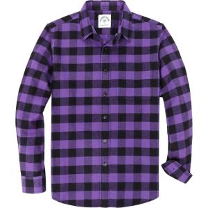 imageDubinik Flannel Shirt for Men Plaid Mens Button Down Long Sleeve Shirts Cotton CasualA Purple Black
