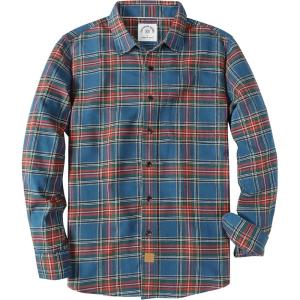 imageDubinik Flannel Shirt for Men Plaid Mens Button Down Long Sleeve Shirts Cotton CasualA Red and Blue