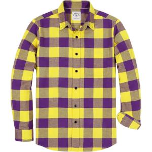 imageDubinik Flannel Shirt for Men Plaid Mens Button Down Long Sleeve Shirts Cotton CasualA Violet Yellow