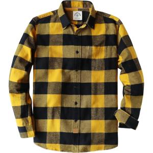 imageDubinik Flannel Shirt for Men Plaid Mens Button Down Long Sleeve Shirts Cotton CasualBlack Yellow
