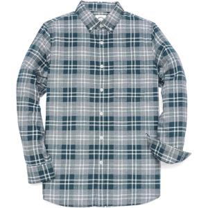 imageDubinik Flannel Shirt for Men Plaid Mens Button Down Long Sleeve Shirts Cotton CasualForest Green Grey