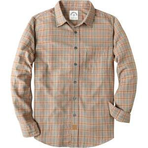 imageDubinik Flannel Shirt for Men Plaid Mens Button Down Long Sleeve Shirts Cotton CasualKhaki and White