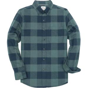 imageDubinik Flannel Shirt for Men Plaid Mens Button Down Long Sleeve Shirts Cotton CasualNavy Buffalo