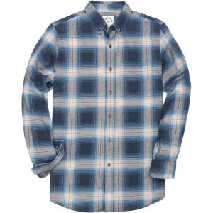 imageDubinik Flannel Shirt for Men Plaid Mens Button Down Long Sleeve Shirts Cotton CasualNavy Ombre