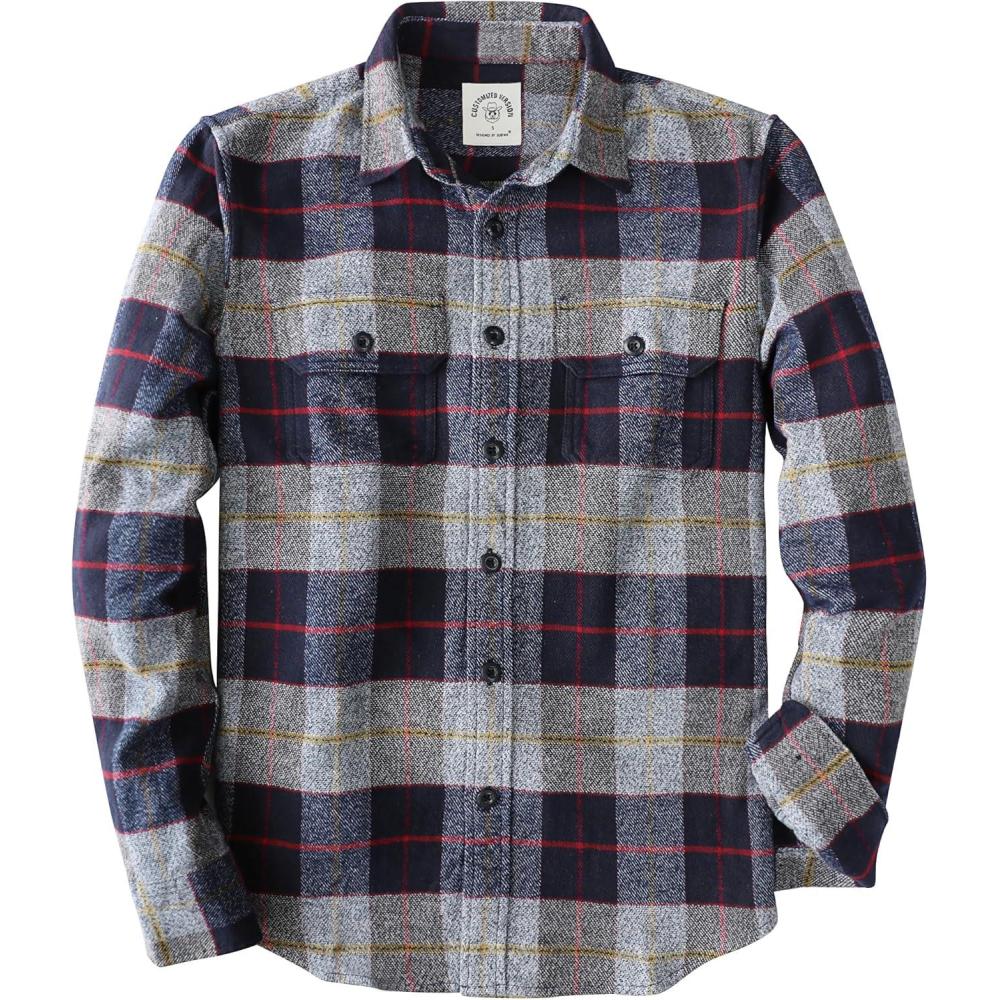 imageDubinik Flannel Shirt for Men 100 Cotton Mens Flannel Shirts Long Sleeve Plaid Soft Casual Button Down Shirt MenBlue Gray