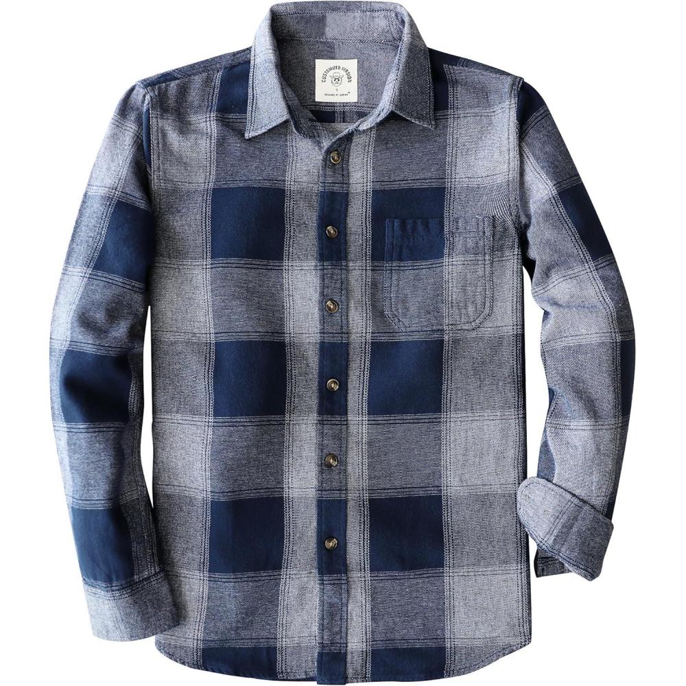 imageDubinik Flannel Shirt for Men 100 Cotton Mens Flannel Shirts Long Sleeve Plaid Soft Casual Button Down Shirt MenBlue Grey
