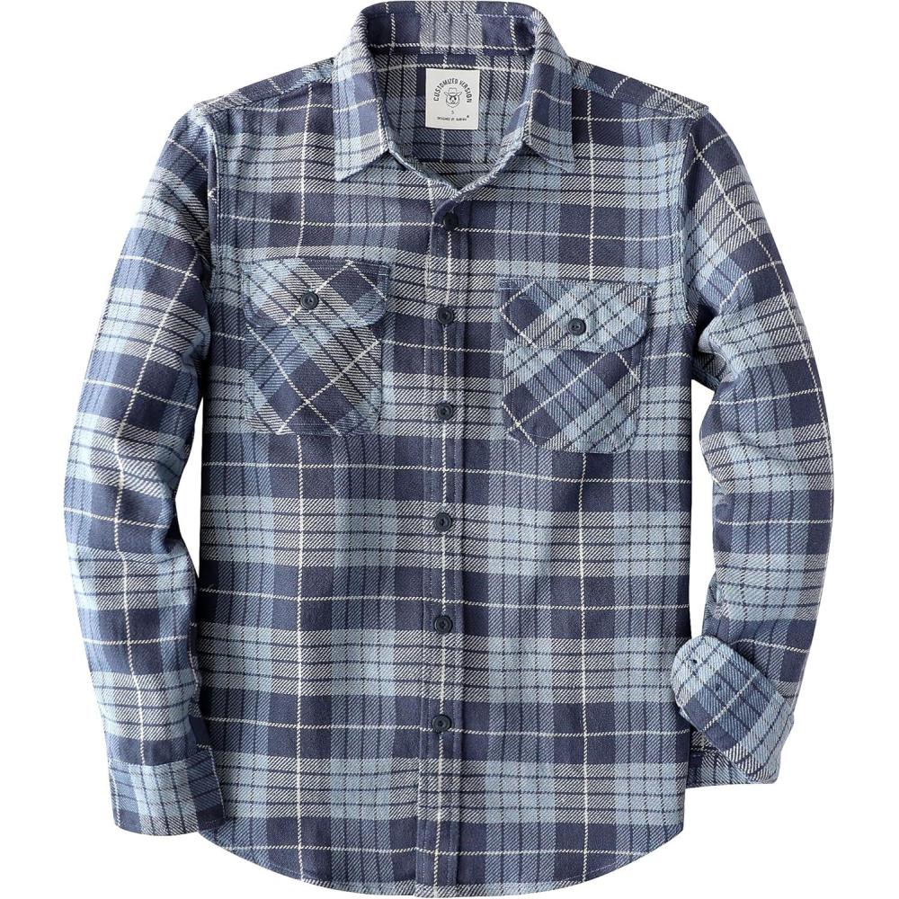 imageDubinik Flannel Shirt for Men 100 Cotton Mens Flannel Shirts Long Sleeve Plaid Soft Casual Button Down Shirt MenBlue Plaid