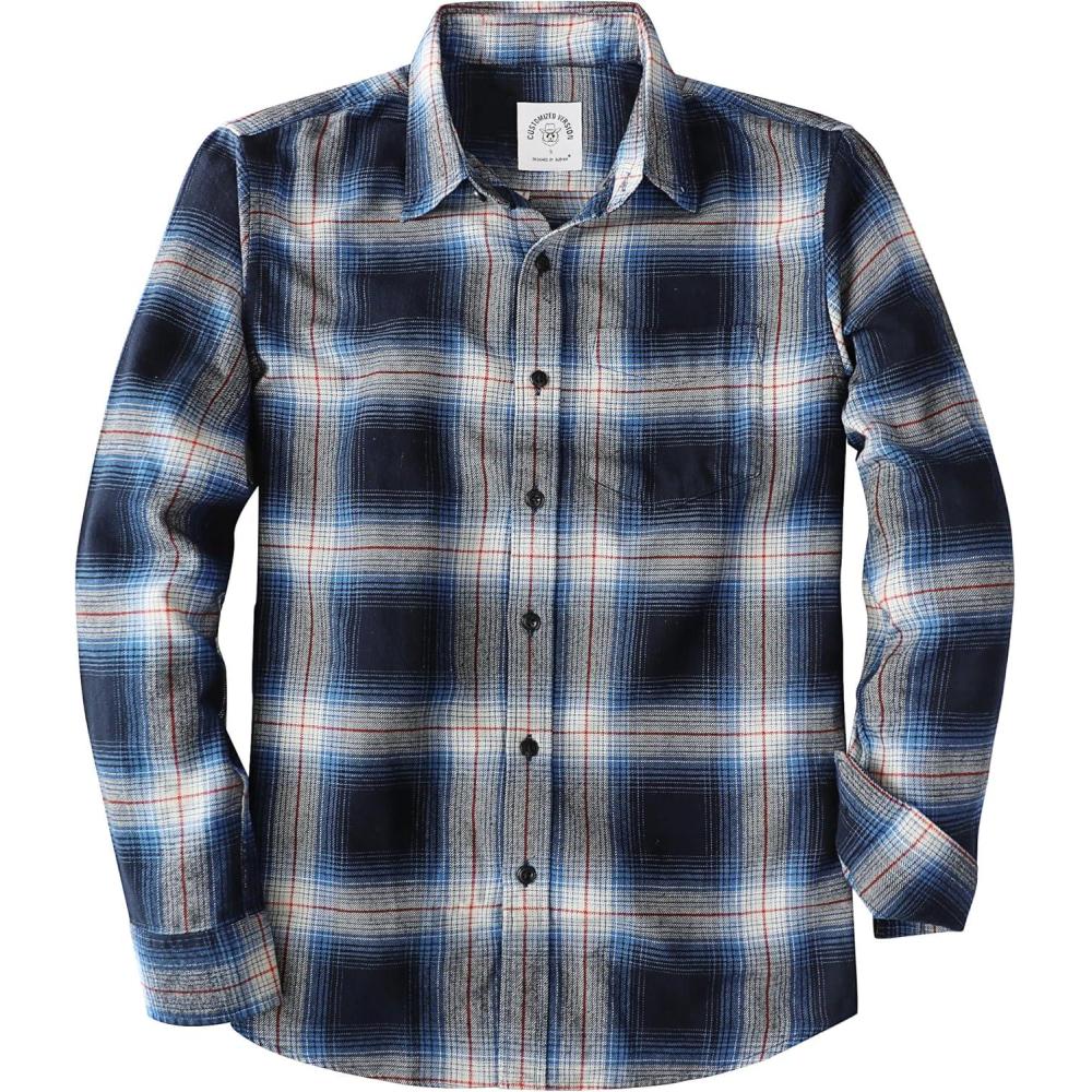 imageDubinik Flannel Shirt for Men 100 Cotton Mens Flannel Shirts Long Sleeve Plaid Soft Casual Button Down Shirt MenBlue White and Red