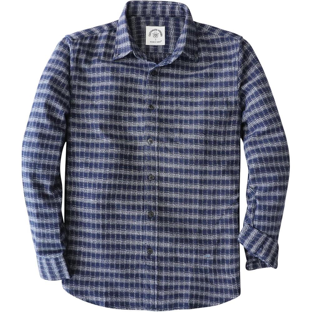 imageDubinik Flannel Shirt for Men 100 Cotton Mens Flannel Shirts Long Sleeve Plaid Soft Casual Button Down Shirt MenBlue and White