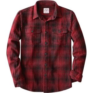 imageDubinik Flannel Shirt for Men 100 Cotton Mens Flannel Shirts Long Sleeve Plaid Soft Casual Button Down Shirt MenBlack and Red