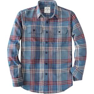 imageDubinik Flannel Shirt for Men 100 Cotton Mens Flannel Shirts Long Sleeve Plaid Soft Casual Button Down Shirt MenRed Blue