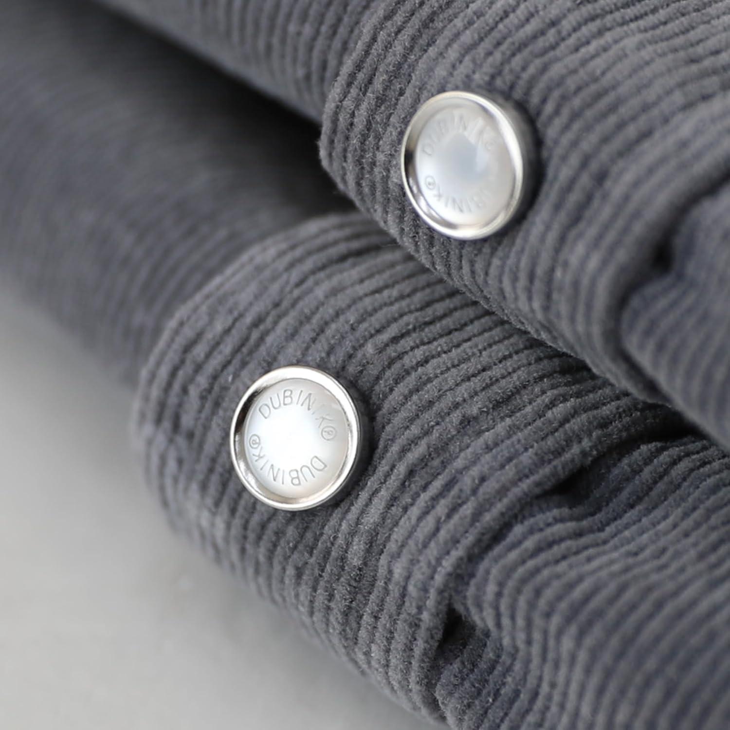 image:imageDubinik Corduroy Jacket Men 2 Pockets Casual Cotton Pearl Snap Western Work Shirts Vintage Long SleeveGray