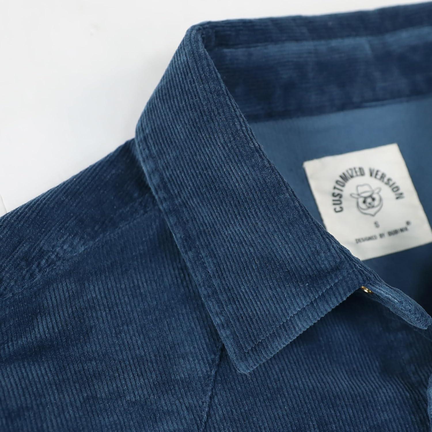 image:imageDubinik Corduroy Jacket Men 2 Pockets Casual Cotton Pearl Snap Western Work Shirts Vintage Long SleeveNavy Blue