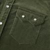 image:imageDubinik Corduroy Jacket Men 2 Pockets Casual Cotton Pearl Snap Western Work Shirts Vintage Long SleeveArmy Green