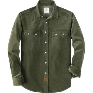image:imageDubinik Corduroy Jacket Men 2 Pockets Casual Cotton Pearl Snap Western Work Shirts Vintage Long SleeveArmy Green
