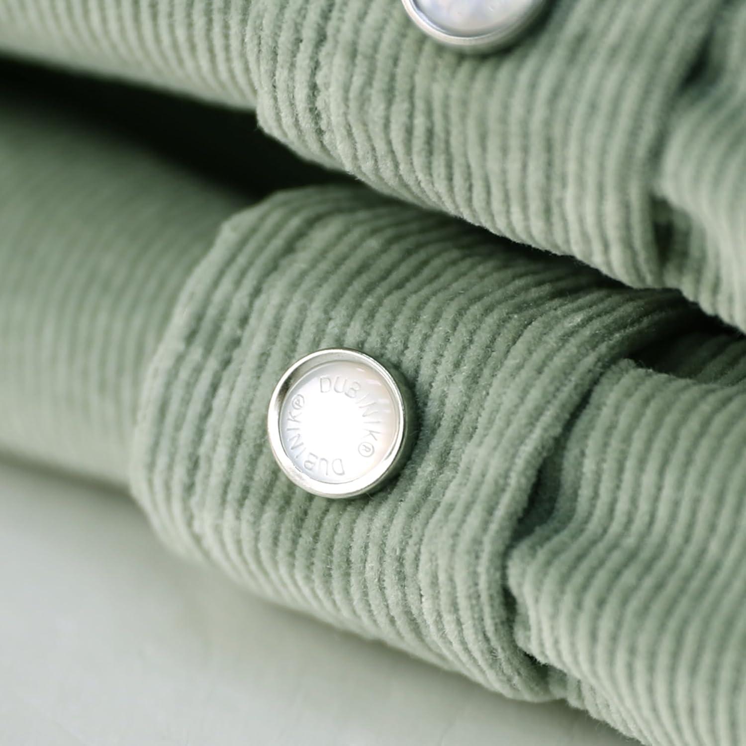 image:imageDubinik 10 oz Ultra Heavyweight Corduroy Pearl Snap Shirt Men Western Vintage Jacket Long Sleeve Casual Cotton 2 PocketsLight Green