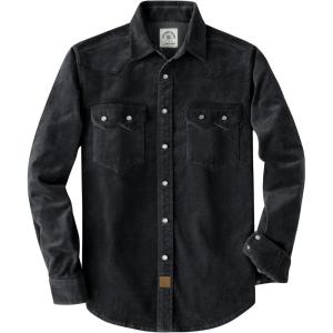 image:imageDubinik 10 oz Ultra Heavyweight Corduroy Pearl Snap Shirt Men Western Vintage Jacket Long Sleeve Casual Cotton 2 PocketsBlack