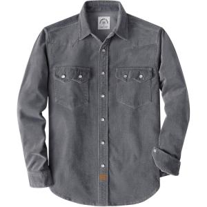 image:imageDubinik 10 oz Ultra Heavyweight Corduroy Pearl Snap Shirt Men Western Vintage Jacket Long Sleeve Casual Cotton 2 PocketsGray