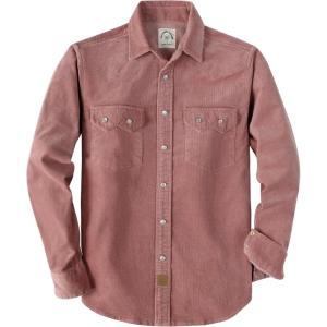 image:imageDubinik 10 oz Ultra Heavyweight Corduroy Pearl Snap Shirt Men Western Vintage Jacket Long Sleeve Casual Cotton 2 PocketsPink