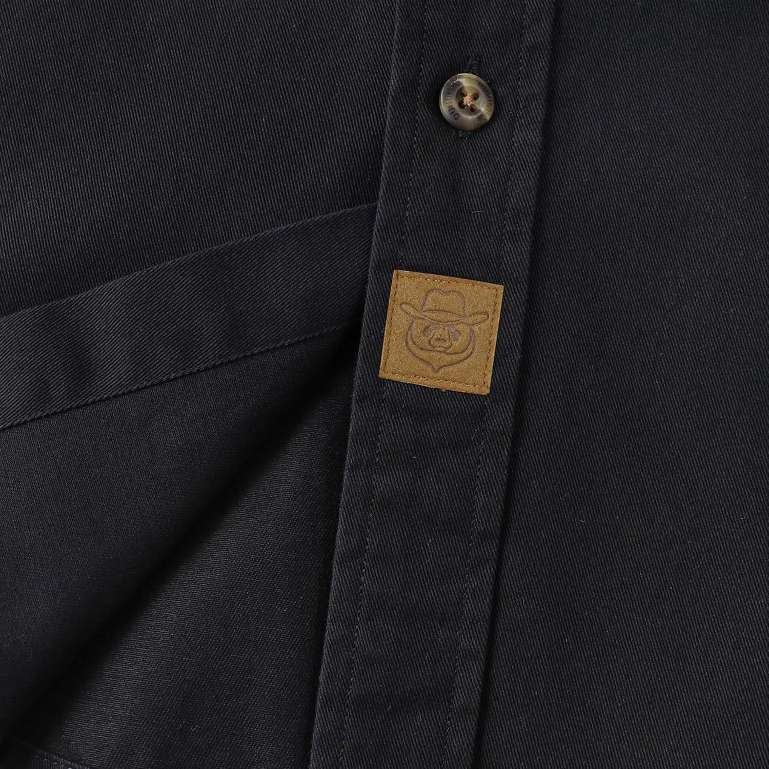 image:imageDubinik Mens Short Sleeve Button Down Shirts 2 Pocket Casual Vintage Cotton Button up Comfortable Western Heavyweight WorkBlack