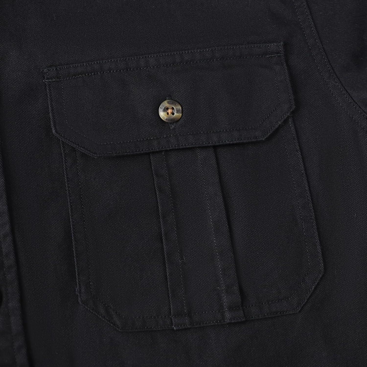 image:imageDubinik Mens Short Sleeve Button Down Shirts 2 Pocket Casual Vintage Cotton Button up Comfortable Western Heavyweight WorkBlack