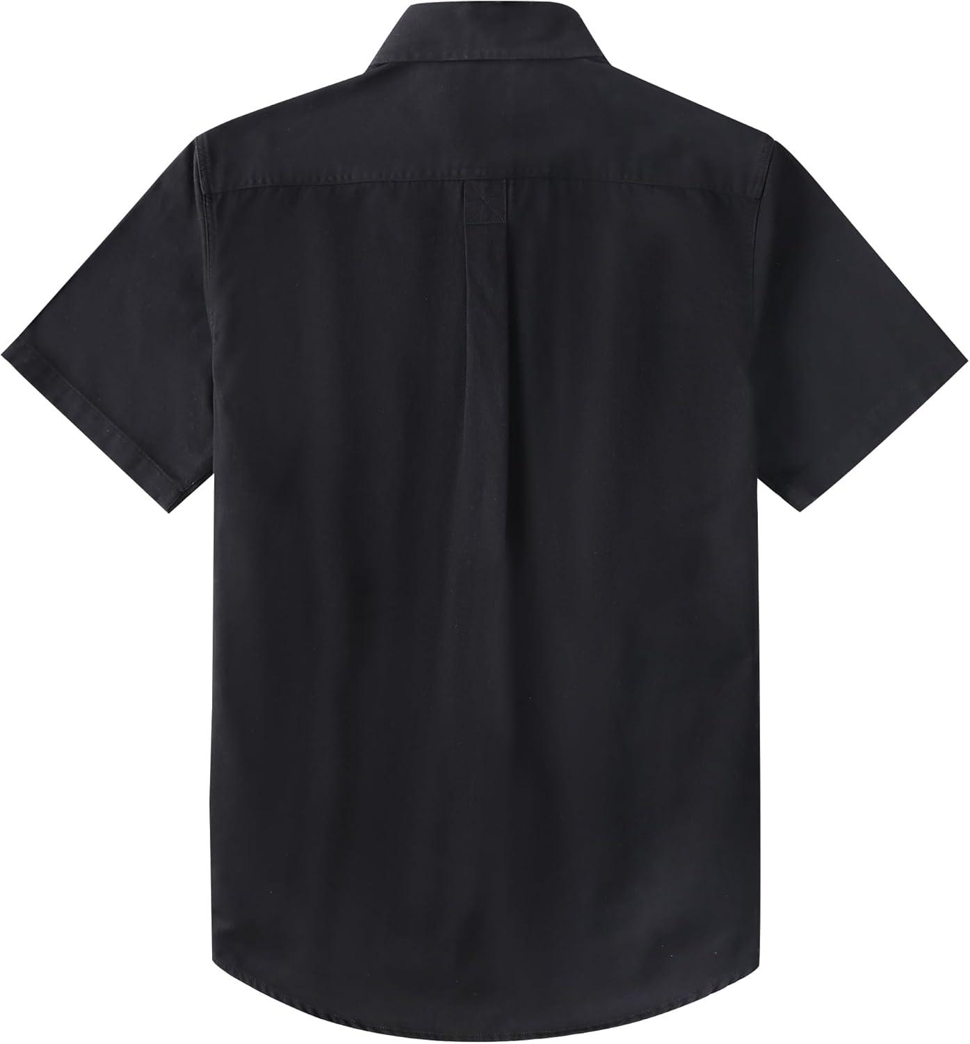 image:imageDubinik Mens Short Sleeve Button Down Shirts 2 Pocket Casual Vintage Cotton Button up Comfortable Western Heavyweight WorkBlack