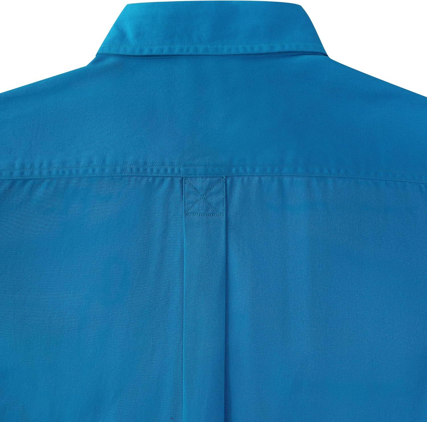 image:imageDubinik Mens Short Sleeve Button Down Shirts 2 Pocket Casual Vintage Cotton Button up Comfortable Western Heavyweight WorkBlue