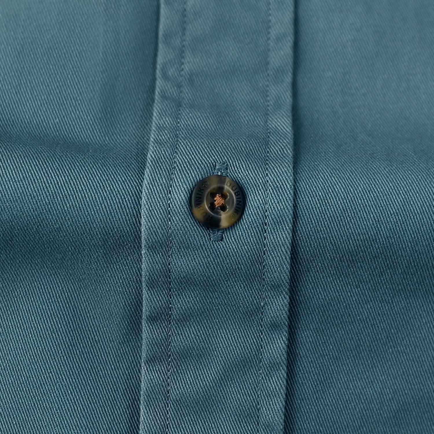 image:imageDubinik Mens Short Sleeve Button Down Shirts 2 Pocket Casual Vintage Cotton Button up Comfortable Western Heavyweight WorkGray Blue