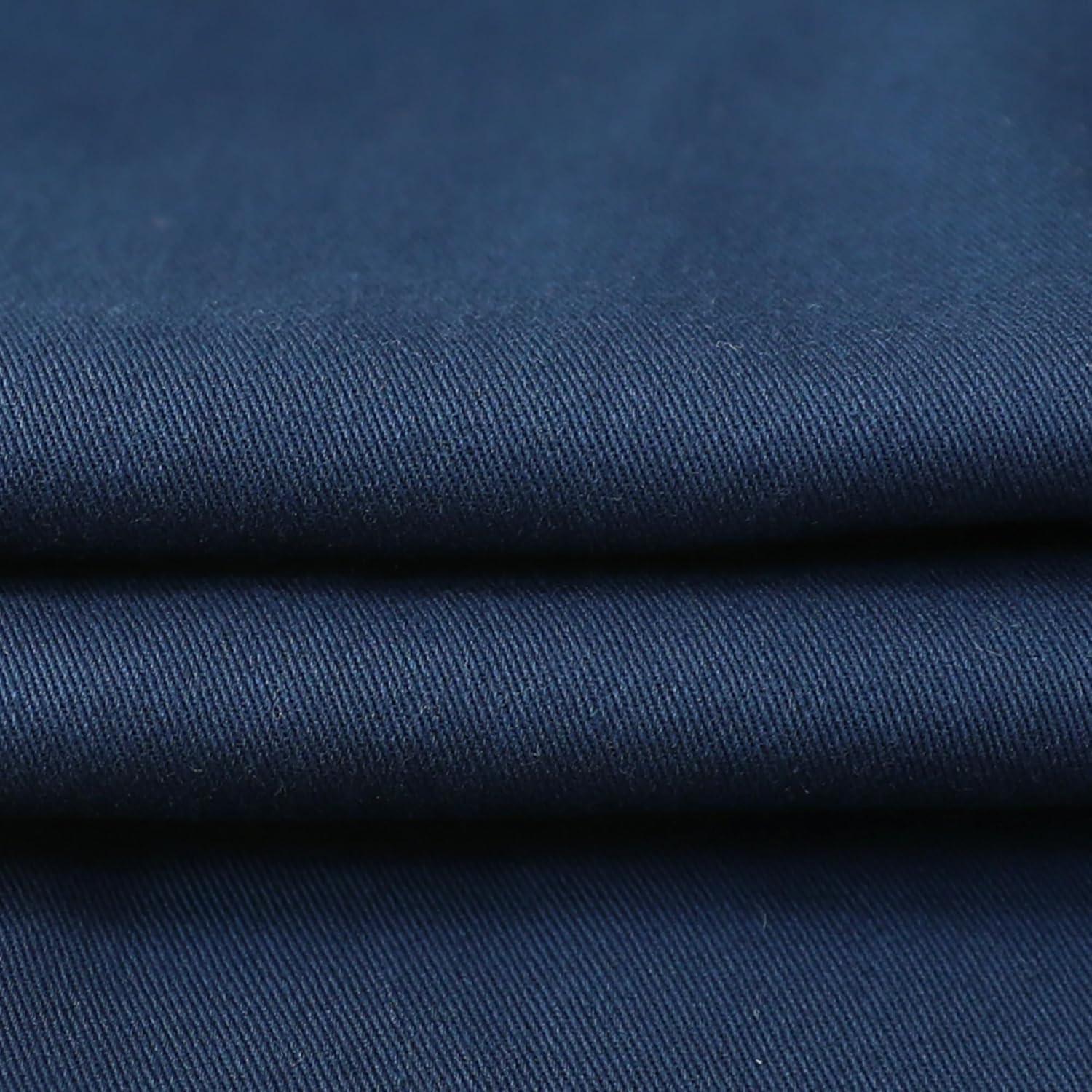 image:imageDubinik Mens Short Sleeve Button Down Shirts 2 Pocket Casual Vintage Cotton Button up Comfortable Western Heavyweight WorkNavy Blue