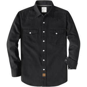 image:imageDubinik Long Sleeve Pearl Snap Shirts for Men Western Cowboy Shirt Casual Work Button Down with Pockets Comfortable FitBlack