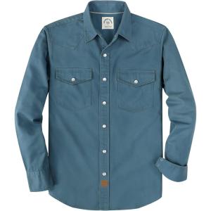 image:imageDubinik Long Sleeve Pearl Snap Shirts for Men Western Cowboy Shirt Casual Work Button Down with Pockets Comfortable FitBlue