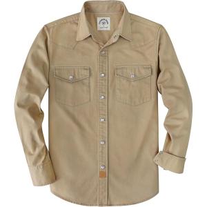 image:imageDubinik Long Sleeve Pearl Snap Shirts for Men Western Cowboy Shirt Casual Work Button Down with Pockets Comfortable FitKhaki