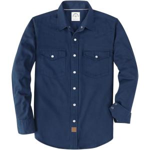 image:imageDubinik Long Sleeve Pearl Snap Shirts for Men Western Cowboy Shirt Casual Work Button Down with Pockets Comfortable FitNavy