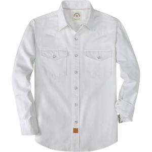 image:imageDubinik Long Sleeve Pearl Snap Shirts for Men Western Cowboy Shirt Casual Work Button Down with Pockets Comfortable FitWhite