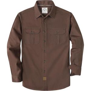 image:imageDubinik Mens Long Sleeve Button Down Shirt Casual Solid Work Shirts Two Pocket for Men AllCotton Regular Fit VintageBrown