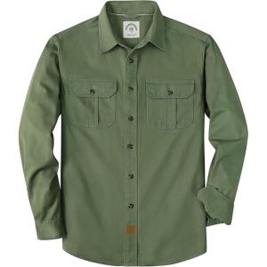 image:imageDubinik Mens Long Sleeve Button Down Shirt Casual Solid Work Shirts Two Pocket for Men AllCotton Regular Fit VintageLight Green