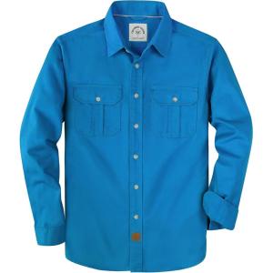 image:imageDubinik Mens Long Sleeve Button Down Shirt Casual Solid Work Shirts Two Pocket for Men AllCotton Regular Fit VintageSky Blue