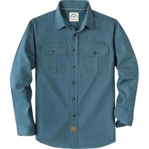 image:imageDubinik Mens Long Sleeve Button Down Shirt Casual Solid Work Shirts Two Pocket for Men AllCotton Regular Fit VintageSlate Blue