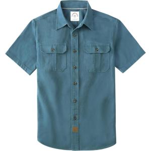 image:imageDubinik Mens Short Sleeve Button Down Shirts 2 Pocket Casual Vintage Cotton Button up Comfortable Western Heavyweight WorkGray Blue