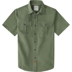 image:imageDubinik Mens Short Sleeve Button Down Shirts 2 Pocket Casual Vintage Cotton Button up Comfortable Western Heavyweight WorkSage Green
