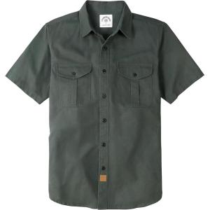 image:imageDubinik Mens Short Sleeve Button Down Shirts 2 Pocket Work Casual Vintage Cotton with StretchArmy Green