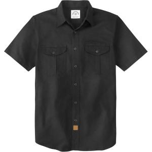 image:imageDubinik Mens Short Sleeve Button Down Shirts 2 Pocket Work Casual Vintage Cotton with StretchBlack