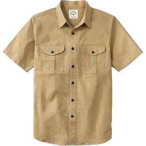 image:imageDubinik Mens Short Sleeve Button Down Shirts 2 Pocket Work Casual Vintage Cotton with StretchKhaki