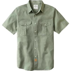 image:imageDubinik Mens Short Sleeve Button Down Shirts 2 Pocket Work Casual Vintage Cotton with StretchLight Green