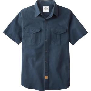image:imageDubinik Mens Short Sleeve Button Down Shirts 2 Pocket Work Casual Vintage Cotton with StretchNavy Blue